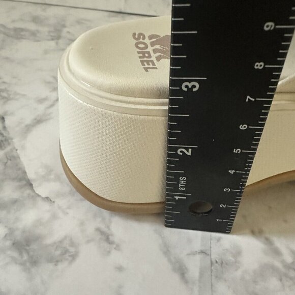 Sorel Day‎ Spring Slide Sandal Womens 9 Evereve Chalk Cream Leather New - Picture 8 of 9